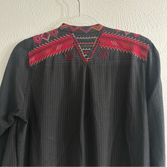 Biya by Johnny Was black embroidered silk tunic size S - Picture 2 of 7